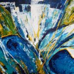 Acrylbild in blau und gelb abstrakt